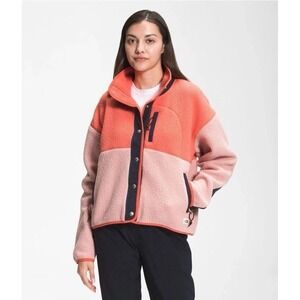 The North Face  Cragmont Fleece Snap Jacket Coat Women's Small Pink Color Block